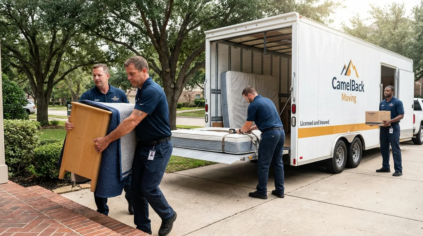 Crew loading residential truck for cross-state move from Hamburg, PA