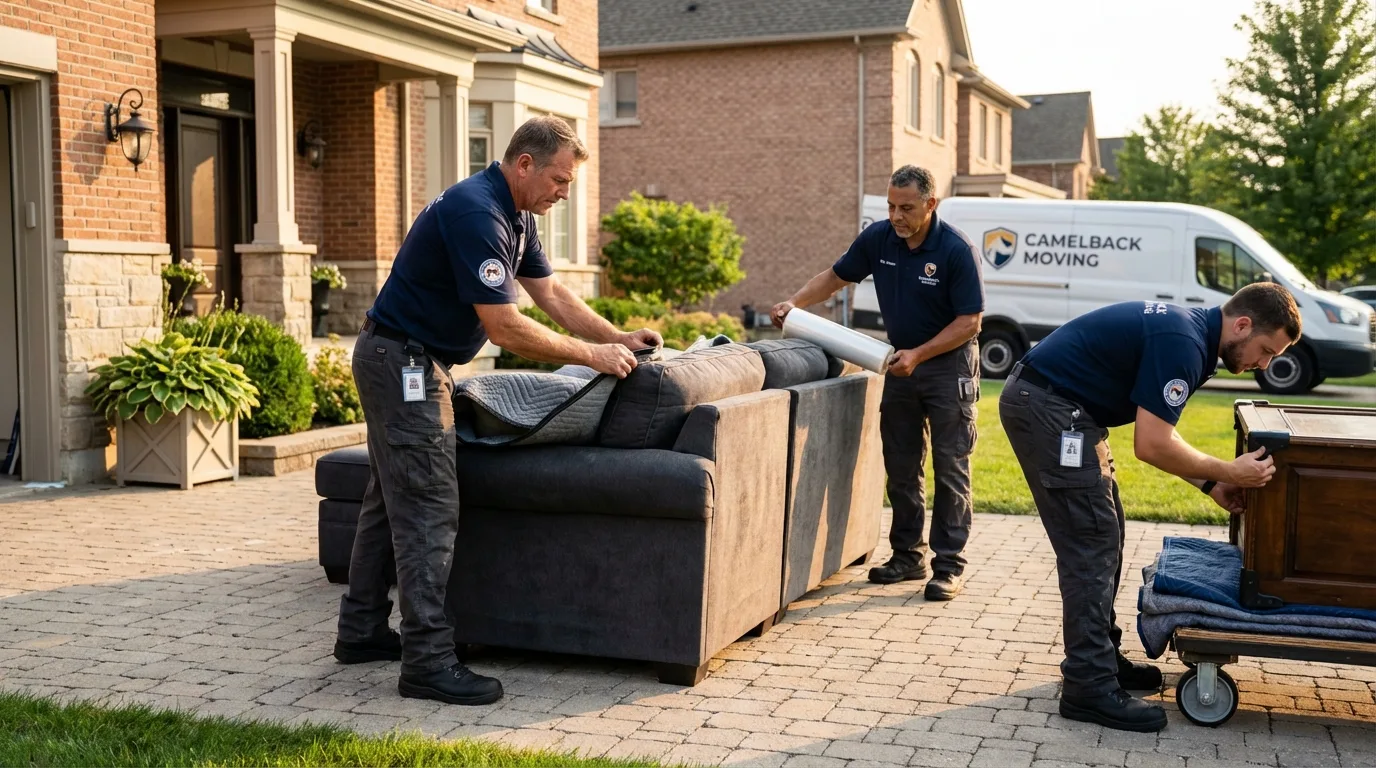 Large estate moving crew wrapping furniture in Hamburg, PA