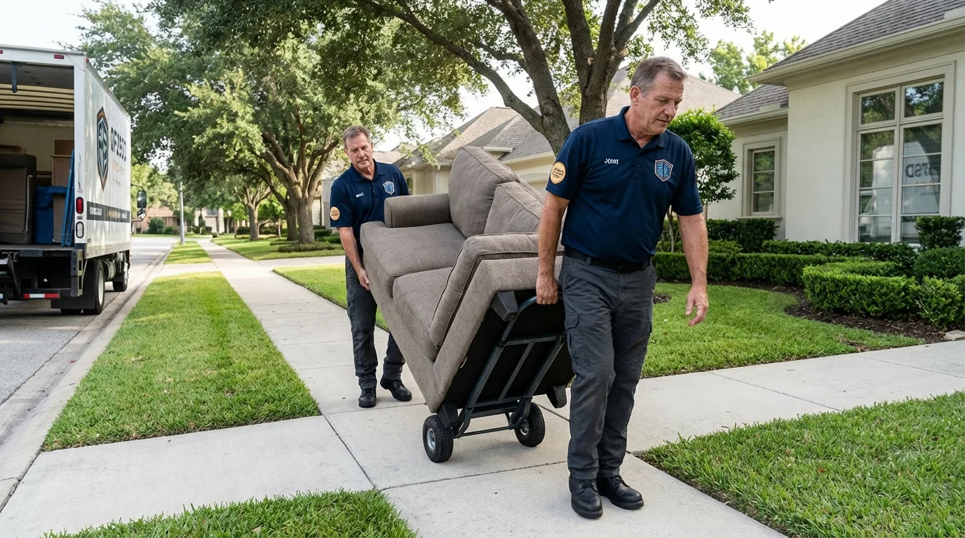 Local residential moving crew loading furniture in Hamburg, PA